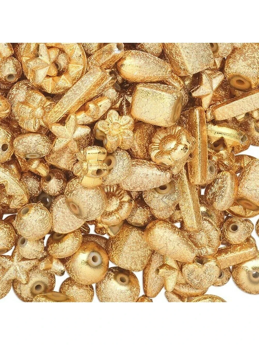 Bulk Lot Vintage Gold Stardust Acrylic Beads Mixed Size Shape 50 pcs